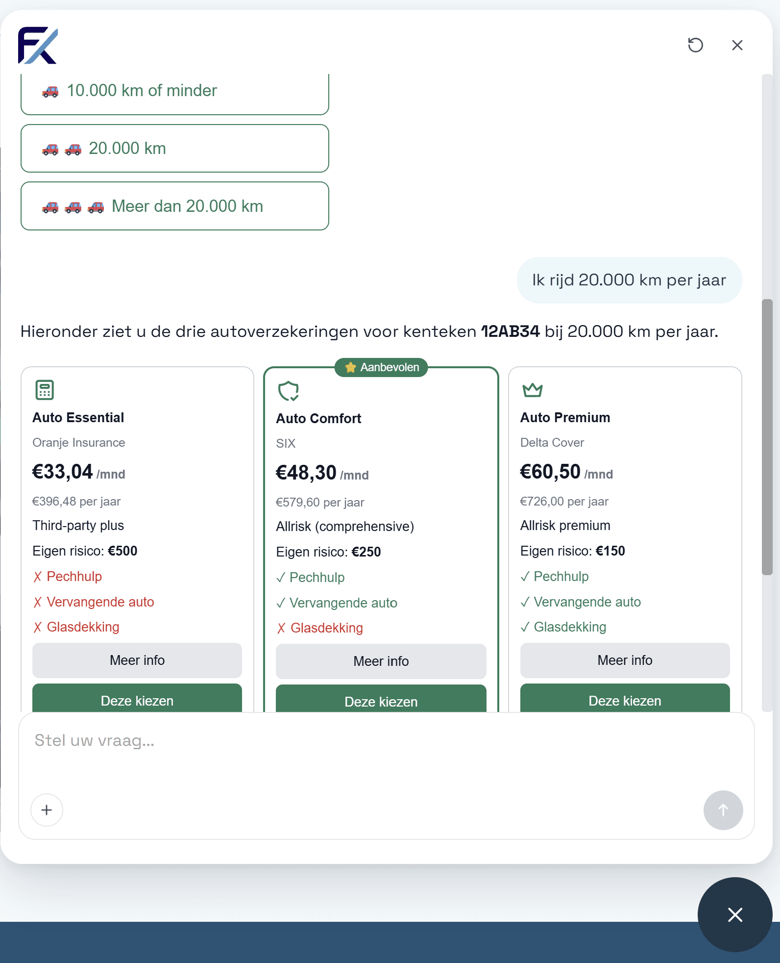 Sofida AI chat: autoverzekeringen vergelijken